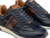Ambitious 14050-6553AM Slow - Navy laced sneaker with brown accents on a white background upper view