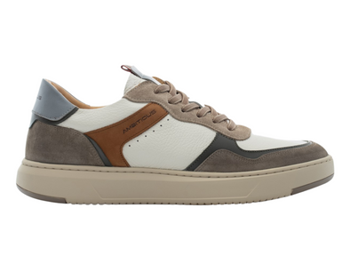 Ambitious 14095-1580AM Aktif - Taupe Off White laced sneaker on a white background 
