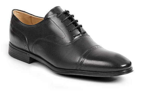 Anatomic & Co Fata - laced Black leather formal shoe upper view against a white background. 