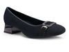 Ara 12-20430-02 Navy pumps with tonal decorative buckle, medium paragraph heel, against a white background, upper view