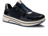 Ara 12-27540-92 Sapporo - Blue Graphite laced sneaker with side zip and thick white sole on a white background upper view