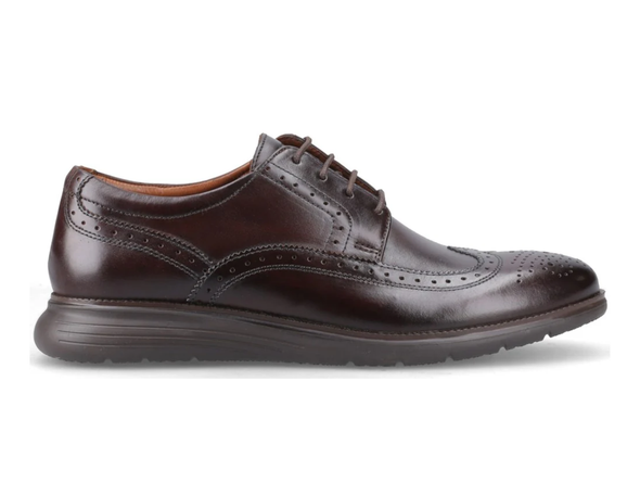 Base London Flight 25 Brogue, brown leather dress shoe on a white background. 