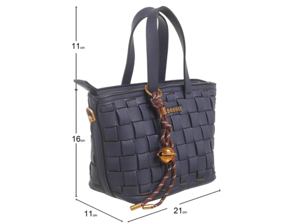 Bessie London Weave Charm Bag - Navy