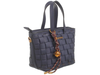 Bessie of London Weave Charm Handbag in Navy with decorative strap on a white background
