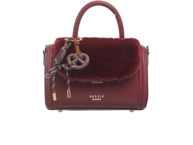 Bessie London Plush Barrel Bag - Burgundy