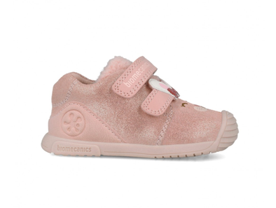 Biomecanics 251107-A193 - Pink children's shoe with Velcro straps on a white background