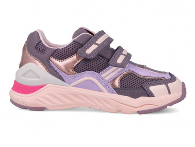 Biomecanics 251272-B164 - Lilac and pink sneaker with double Velcro straps on a white background