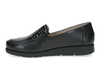 Caprice 24750-41 - Black loafer shoe with a subtle wedge heel and a textured vamp on a white background, inner view