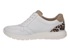 Caprice 9-23751-45 199 - Off White Combi laced sneaker with side zip, with an animal print panel at the heel on a white background inner view