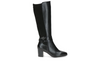 Caprice 9-25501-45 019 Black knee high boot with decorative buckles on white background
