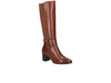 Caprice 9-25501-45 313 - Cognac knee high boot with buckle and plait detail on white background, upper view