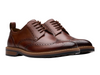 Clarks Aldwin Limit - paie of Mid Tan laced leather brogue shoes on a white background.