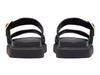 Clarks Aristella Mule, Black Suede low slip-on sandal, double straps and gold buckle, back