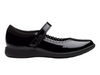 Clarks Etch Pure K school show in Black Patent with Velcro strap