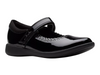 Clarks Etch Pure K school show in Black Patent with Velcro strap