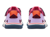 Clarks Feather Track T - Berry Combo laced sneaker with Velcro strap on white background back view