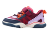 Clarks Feather Track T - Berry Combo laced sneaker with Velcro strap on white background inner view