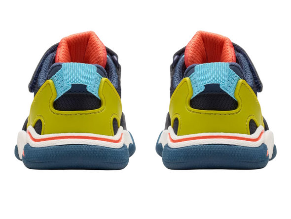 Clarks Feather Track T - Navy Combo on white background back view