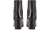 Clarks Fernie Zip - Black leather ankle boot with block heel on a white background back view