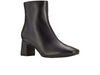 Clarks Fernie Zip - Black leather ankle boot with block heel on a white background upper view