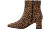 Clarks Fernie Zip - Leopard Suede ankle boot with block heel on a white background inner view