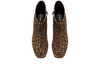 Clarks Fernie Zip - Leopard Suede ankle boot with block heel on a white background top view