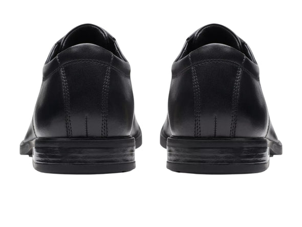 Clarks Howard Over in Black Leather back view