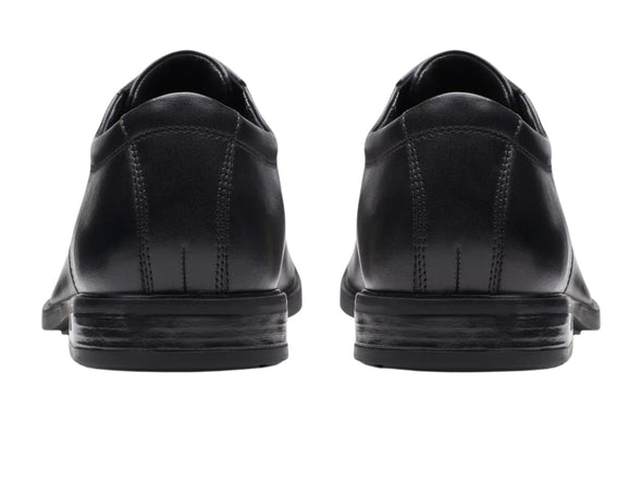Clarks Howard Over in Black Leather back view