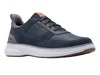 Clarks Mullan Easy - laced Navy sneaker with grey accents against a white background upper view