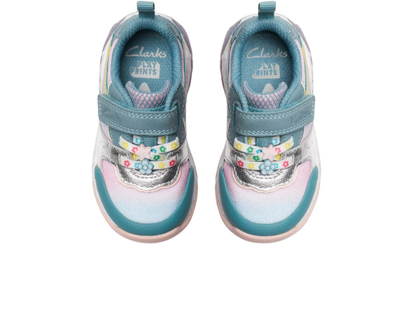Clarks Tidal Star Toddler in Aqua Combination top view
