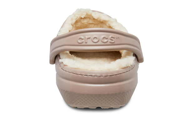 Crocs 203591 Classic Lined Clog in Mushroom bone back view