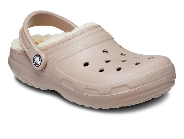 Crocs 203591 Classic Lined Clog in Mushroom bone upper 1 view