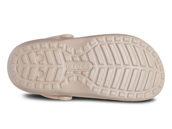Crocs 203591 Classic Lined Clog in Mushroom bone sole view