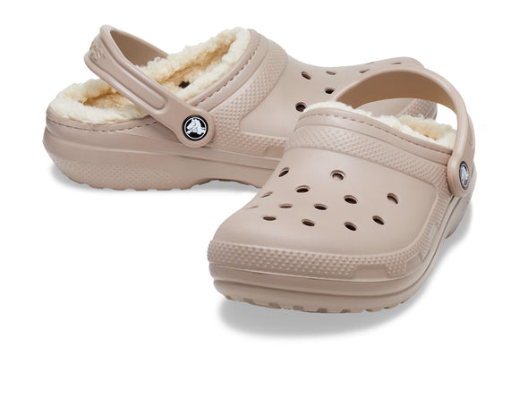 Crocs 203591 Classic Lined Clog in Mushroom bone upper  view