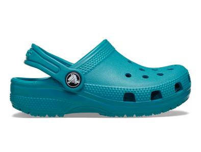 Crocs Classic Clog 206991-3AY in Teal on white background outer view