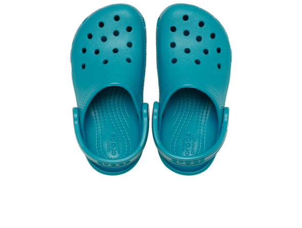 Crocs Classic Clog 206991-3AY in Teal on white background top view