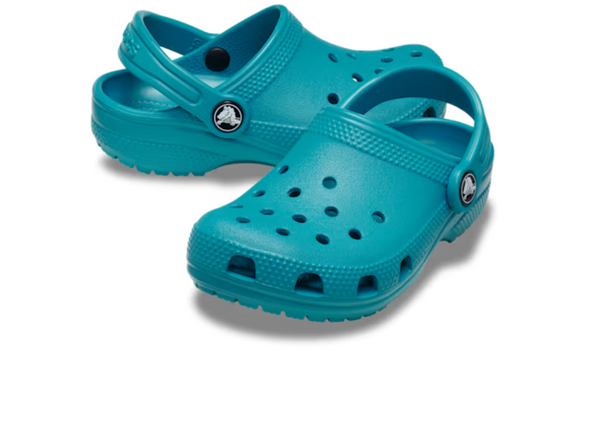 Crocs Classic Clog 206991-3AY in Teal on white background upper view