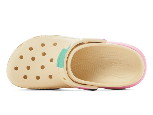 Crocs Classic Platform Clog Ombre 208278-1FR in Vanilla Multi top view