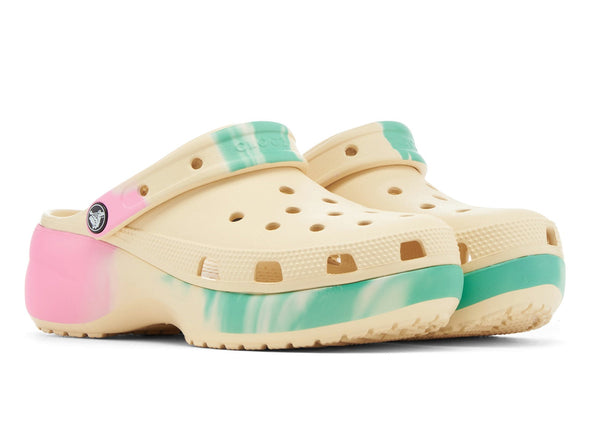 Crocs Classic Platform Clog Ombre 208278-1FR in Vanilla Multi upper view