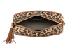 DBox ZQ-306-5 Cross Body Bag in Leopard print with a tassel on a white background