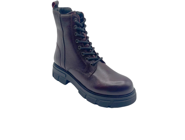 Dubarry Kelsea 2821 13 - Burgundy ankle boot with laces on a white background