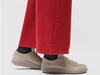 Ecco 220283 55294 Soft Zero laced sneaker in Moon Rock beige on white background, model view.