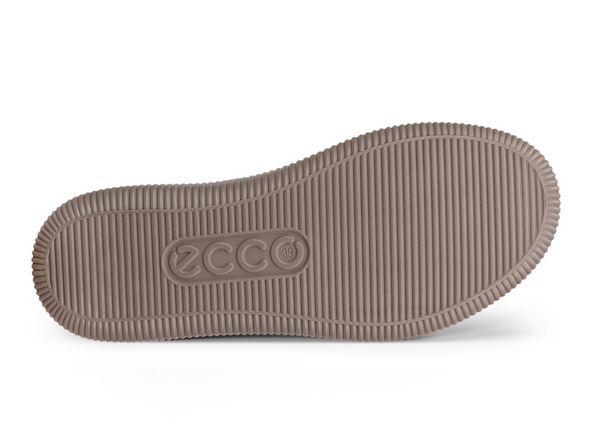 Ecco 220283 55294 Soft Zero laced sneaker in Moon Rock beige on white background., sole view