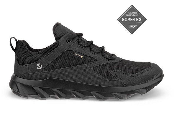 Ecco MX 820193-51052 - laced Black Gore-Tex shoe against a white background.
