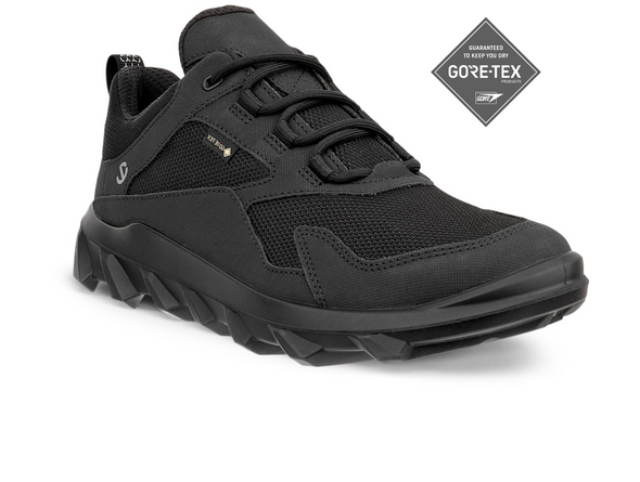 Ecco MX 820193-51052 - laced Black Gore-Tex shoe against a white background, upper view
