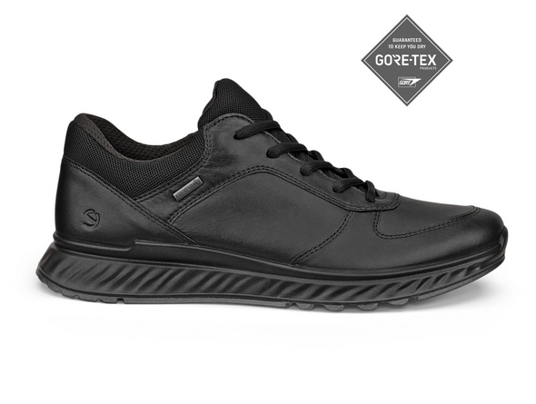 Ecco 835303-01001 Exostride - Black laced Gore-Tex sneaker on white background