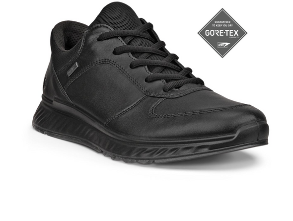 Ecco 835303-01001 Exostride - Black laced Gore-Tex sneaker on white background upper view