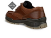 Ecco Track GTX 25 831714-53010 - brown laced leather shoe with rubber sole on a white background with a Gore-Tex sticker inner view
