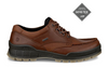 Ecco Track GTX 25 831714-53010 - brown laced leather shoe with rubber sole on a white background with a Gore-Tex sticker