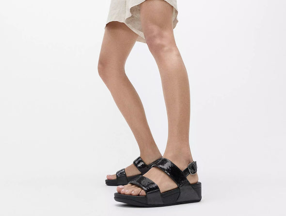 FitFlop Lulu Glitter Back Strap - Black model view